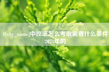 如东中控证怎么考取需要什么条件2024年的